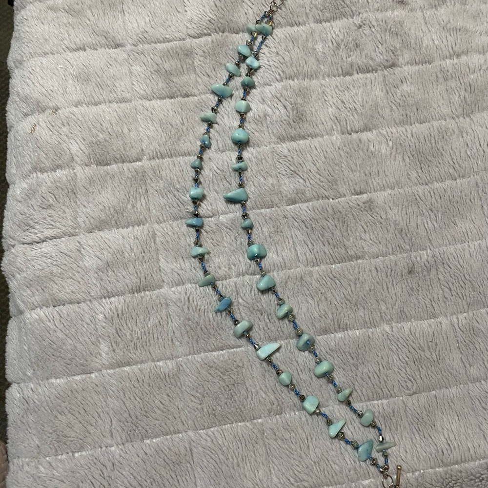 Blue double strand necklace